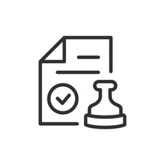 Approved documents, linear icon. Certified paperwork and office validation