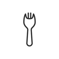 Spork, linear icon. Combination of spoon and fork utensil. Line with editable stroke.