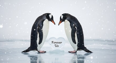 Two Penguins Love Facing Each
