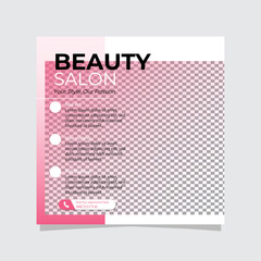 Beauty salon social media post design template, Editable AI file