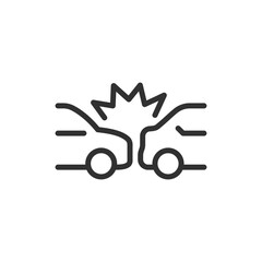 Car crash, linear icon. Road accident and collision. Line with editable stroke.