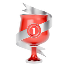 3D rendering of a champion cup featuring a number one on it.
