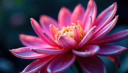 Fototapeta premium Temporal Bloom Blooming Flowers Intertwined with Geometric Data Structures Delicate, vibrant petals of an alien flower unfurling and seamlessly integrating with glowing, interconnected geometric data