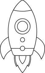 Rocket ship line art illustration symbolizing space exploration and futuristic adventure