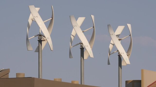 electric power by Darrieus wind turbines, vertical rotation axes 790