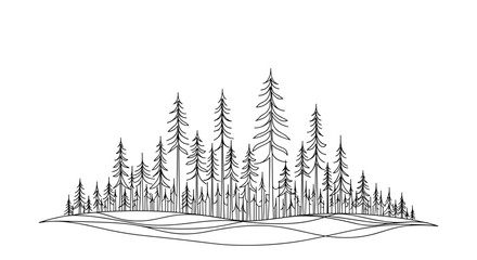 Obraz premium Modern geometric patterns with winter motifs in forest silhouette 