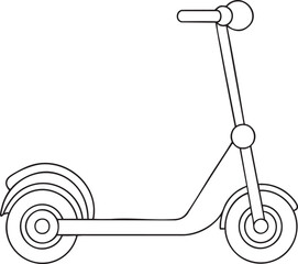 Two wheeled scooter line drawing illustration for transport and recreation creative design