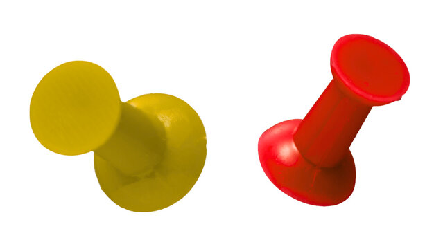 Yellow Push Pin Isolated on Transparent Background for Presentations