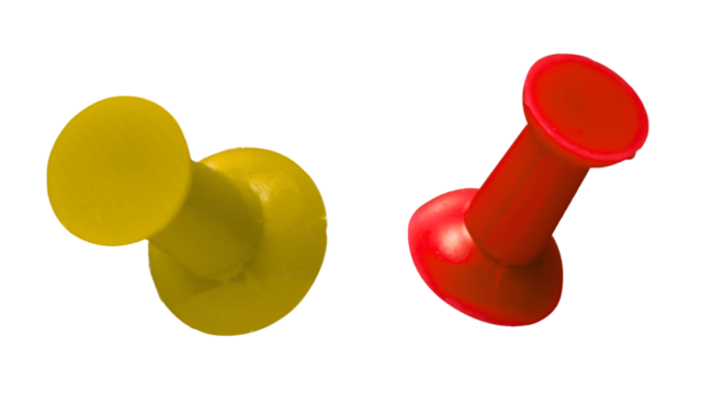 Yellow Push Pin Isolated on Transparent Background for Presentations