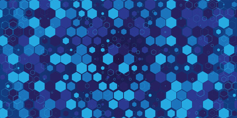 Abstract Digital Blue Hexagons Business or Science Background. Medical Research or Tech Innovation Online Webinar Presentation Event. Conference or Forum Vector Illustration Backdrop.