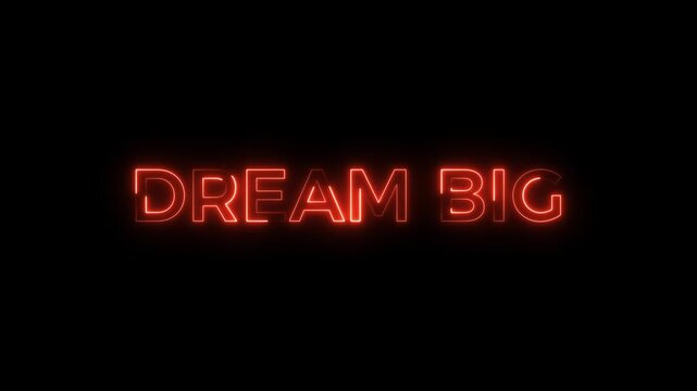 Neon dream big icon animation. Glowing neon light dream big text concept 4k video background.