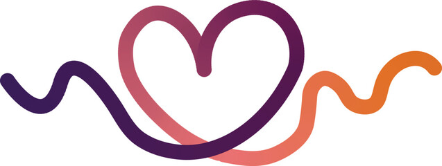 Obraz premium Continuous Wavy Line Forming Heart Symbol Animation - Minimalist Love and Connection Graphic