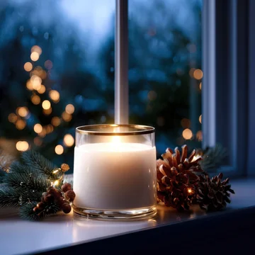 Glowing candle holder mockup creating warm holiday atmosphere