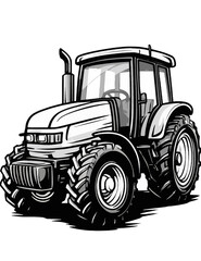 Obraz premium Vintage Style Monochrome Tractor Illustration Ideal For