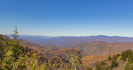 Autumn view from the Cranberry Ridge Overlook on the Blue Ridge Parkway in western North Carolina October, 2025