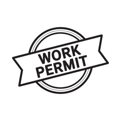 Work permit stamp approval document official seal