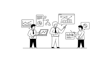 Business team discussing financial data