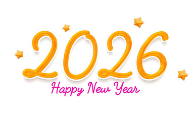 2026 logo with child cartoon style, logo symbol for new year celebration