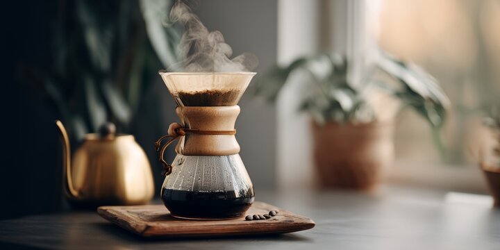 Coffee pot with a coffee filter in it