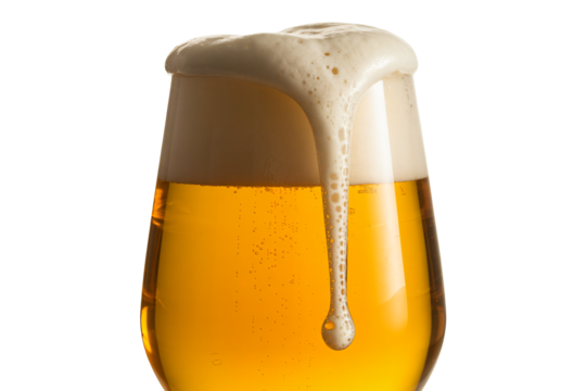 Refreshing glass of cold beer with overflowing foam, perfect for celebrations, happy hour, or summer events, a vibrant, delicious drink
