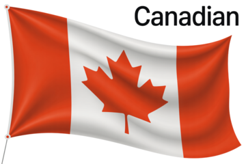 Vibrant Canadian flag waving proudly, ideal for national celebrations, travel content, or patriotic campaigns, evoking pride and identity