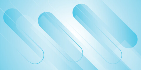 White abstract wide banner background with  blue geometric shapes. Minimal geometric. Modern futuristic concept. Suit for cover, header, business, presentation