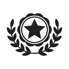 Black star emblem with laurel wreath and decorative border