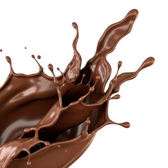 Dynamic dark chocolate splash frozen mid-air capturing delicious sweetness and rich texture