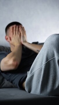A man in low spirits and deep depression.
Fatigue, mood, mental health, loneliness