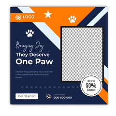 Modern Pet Care Social Media Banner for Animal Shelter Promotion