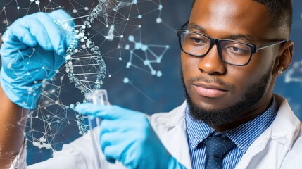 Laboratory research on dna analysis by scientist modern lab scientific process professional environment close-up view innovation