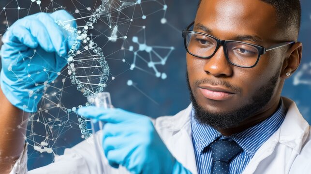 Laboratory research on dna analysis by scientist modern lab scientific process professional environment close-up view innovation