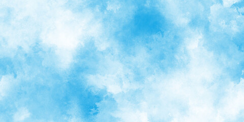 Aquarelle paint blue paper textured canvas perfect for presentation, Grunge style blue background with white clouds for any wallpaper and decoration and design.