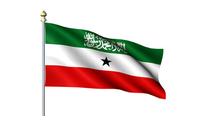 Somaliland national Waving flag with flagpole on transparent background
