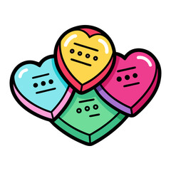 Colorful candy heart stack vector illustration for valentine's day sweet treat graphic design