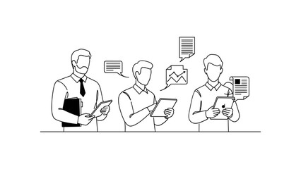 Business people using tablets for work