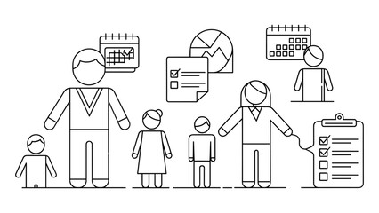 Family planning and business management with calendar and checklist isolated