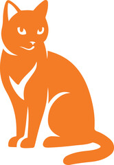 Orange cat silhouette sitting on white background, Feline cat vector design illustration
