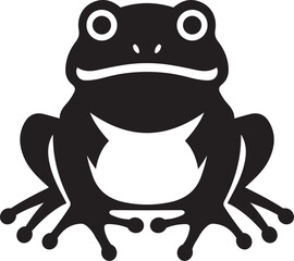 Black frog silhouette with white negative space, Amphibian frog vector graphic design