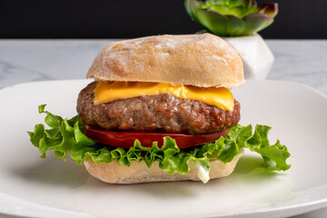 sweet italian sausage burger top with cheese