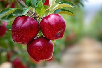 Red Apples on Tree Branch