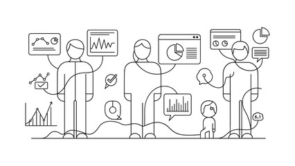 Business people communicating with data and charts