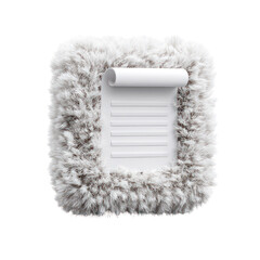 3D render of a grey furry document icon or list symbol isolated on white background