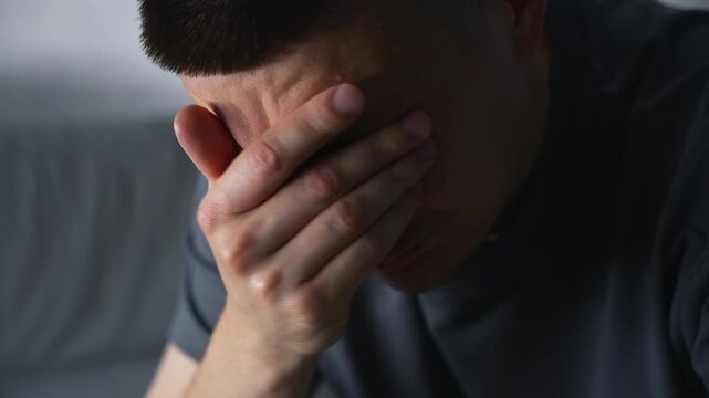 A man in low spirits and deep depression.
Fatigue, mood, mental health, loneliness
