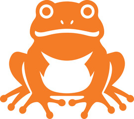 Orange frog silhouette with white negative space, Minimal frog vector illustration design