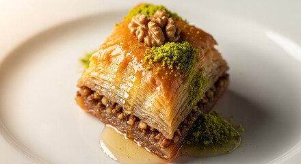 Delicious baklava with pistachio and walnut
