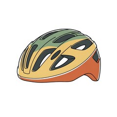 Fototapeta premium Bicycle helmet in orange and green color design 