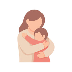Mother hugging child affectionately, love and care, family bond, vector illustration Vector, illustration