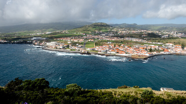 Panoramic view of Horta from Monte da Guia