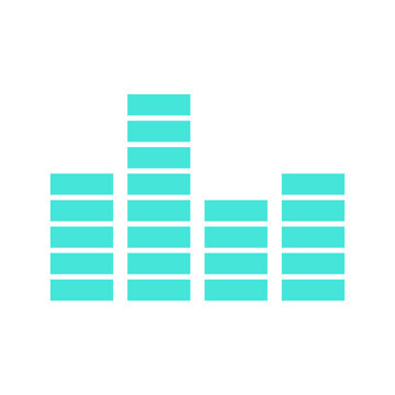 Vibrant digital audio equalizer bars visualizing sound frequency and music volume levels for a modern interface